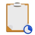 Clipboard with paper, timer, and stylish electric blue circle fashion accessory Royalty Free Stock Photo