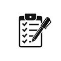 Clipboard with pen icon. Checklist with pen vector symbol Royalty Free Stock Photo