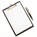 Clipboard with pen isolated on white background Royalty Free Stock Photo