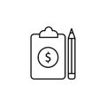 clipboard, pen, salary icon. Element of marketing for mobile concept and web apps icon. Thin line icon for website design and Royalty Free Stock Photo