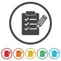 Clipboard and pencil icon, 6 Colors Included Royalty Free Stock Photo