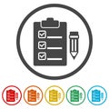 Clipboard and pencil icon, 6 Colors Included Royalty Free Stock Photo
