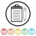 Clipboard and pencil icon, 6 Colors Included Royalty Free Stock Photo