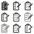 Clipboard pencil icon set. Royalty Free Stock Photo