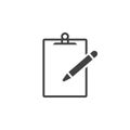 clipboard and pencil icon , solid logo illustration, picto