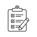 Clipboard with pencil thin line icon. Checklist sign symbol for web site and app design.