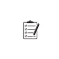 Clipboard pencil vector icon. Black illustration isolated on white background for graphic and web design.