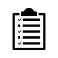 Clipboard, points, checklist icon. Black vector graphics