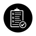 Clipboard, points, checklist icon. Black vector design