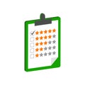 Clipboard with rating symbol. Flat Isometric Icon or Logo.