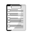 Clipboard with red check mark checklist icon. Elections. List of completed assignments, cases, survey, exam concepts.