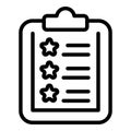 Clipboard review icon outline vector. Certificate quality