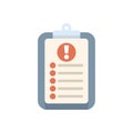 Clipboard showing an alert message with an exclamation point icon