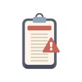 Clipboard showing warning message with exclamation mark icon