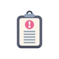Clipboard showing warning message with exclamation mark symbol