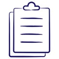 Clipboard and stapled stack of paper documents for writing