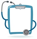 Clipboard With Stethoscope and Blank Paper