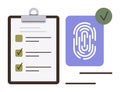 Checklist with Completed Tasks and Fingerprint Verification for Security and Validation Royalty Free Stock Photo