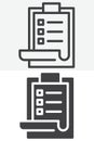 Clipboard task line and solid vector icon set Royalty Free Stock Photo