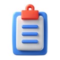 Clipboard task management. 3d rendering isolated on white background. Cartoon plastic style icon Royalty Free Stock Photo