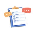 Clipboard task plan management todo check list with speaking bubble, efficient work on project plan, fast progress