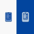 Clipboard, Text, Board, Motivation Line and Glyph Solid icon Blue banner Line and Glyph Solid icon Blue banner