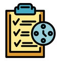 Clipboard time management icon color outline vector Royalty Free Stock Photo
