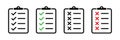 Clipboard vector icons isolated. Task done sign. Green check mark icons symbol.Tick symbol. Red cross tick