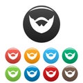 Clipped beard icons set color vector