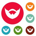 Clipped beard icons circle set