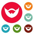 Clipped beard icons circle set vector