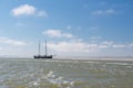 Clipper on Dutch wadden sea Royalty Free Stock Photo