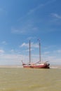 Clipper on Dutch wadden sea Royalty Free Stock Photo