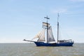 Clipper on Dutch wadden sea Royalty Free Stock Photo
