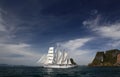 Clipper ship under full sail