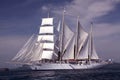 Clipper ship under full sail