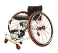 Clipping isolated photography of a professional basketball sports wheelchair used by disabled athletes.