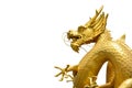 Chinese golden dragon statue isolated on white background, copy space Royalty Free Stock Photo