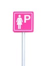 Clipping path, pink ladies parking sign mark isolated on white background Royalty Free Stock Photo