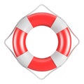 Clipping Path, Red and white lifebuoy with rope, 3d rendering Royalty Free Stock Photo