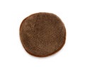 Clipping path, round shape microfiber applicator pad, sponge wrap by brown micro fiber cloth isolated on white background