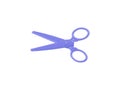 Clipping path of Scissors, Top view of a Scissors of blue colored plastic open scissors isolated on white background. Royalty Free Stock Photo