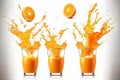 Clipping path-set orange juice splashes on white Royalty Free Stock Photo
