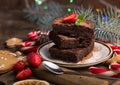 Clipping paths homemade dark chocolate brownies and strawberry delicious bitter sweet and fudge. Brownie is one type of chocolate