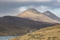 The Clisham hills from Aird Asaig on the Isle of Harris in Royalty Free Stock Photo