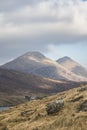 The Clisham hills from Aird Asaig on the Isle of Harris in Royalty Free Stock Photo