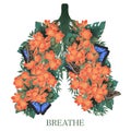 Clivia flowers. Summer bouquet. Lungs art. Just breathe