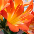 Clivia miniata, the Natal lily, bush lily, or Kaffir lily blooming. Close up of beautiful flower petals Royalty Free Stock Photo