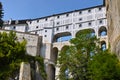 Cloak Bridge or Mantelbruecke in Cesky Krumlov castle.