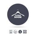 Cloakroom sign icon. Hanger wardrobe symbol.